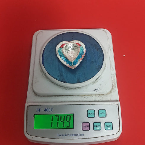 Pure Silver Blue Peacock Fancy Diya Pair 34.98g
